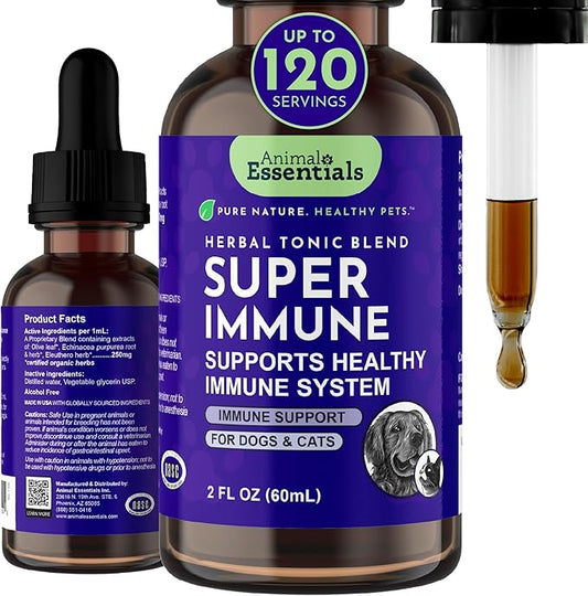 Animal Essentials Super Immune - Dog & Cat Immune Support for Puppies with Olive Leaf Extract & Echinacea, Olive Root for ...