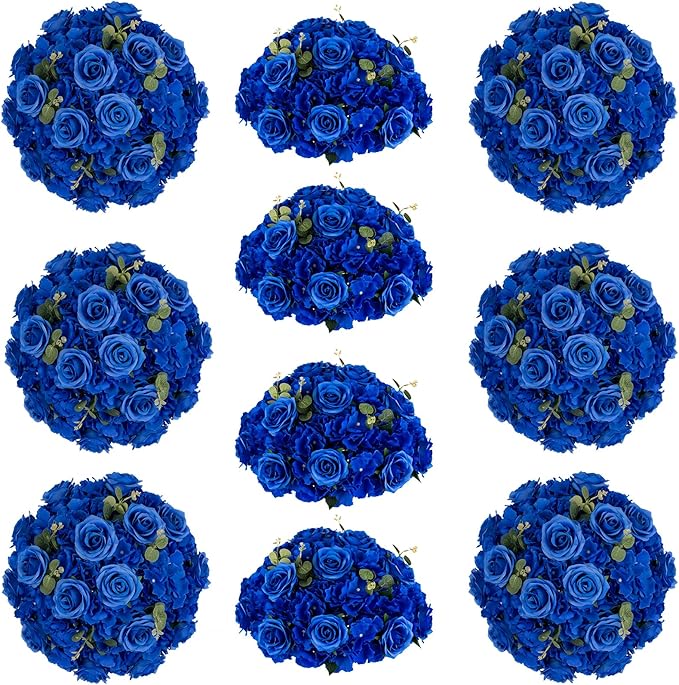 Inweder Blue Flowers Balls for Centerpieces: 10 PCS 11.8" Diam Flower Centerpieces for Tables in Wedding Reception Decorat...