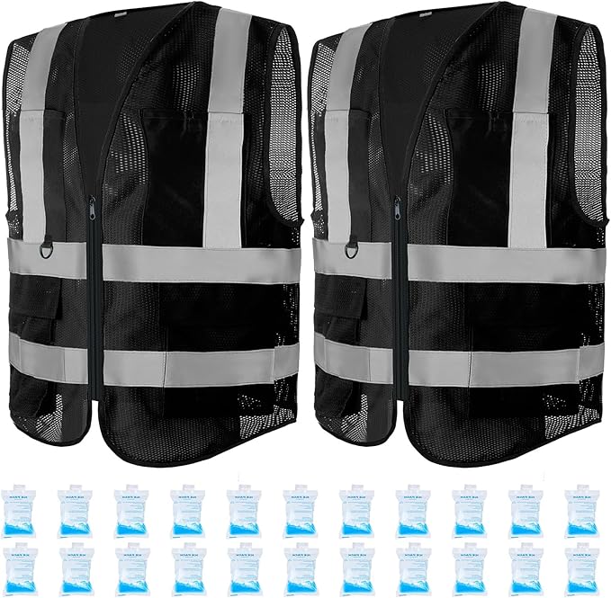 Jexine 2 Pcs Cooling Vest for Men Women, 24 Pcs Ice Packs, Adjustable Ice Vest Cool Jacket for Hot Weather Summer Work Run...