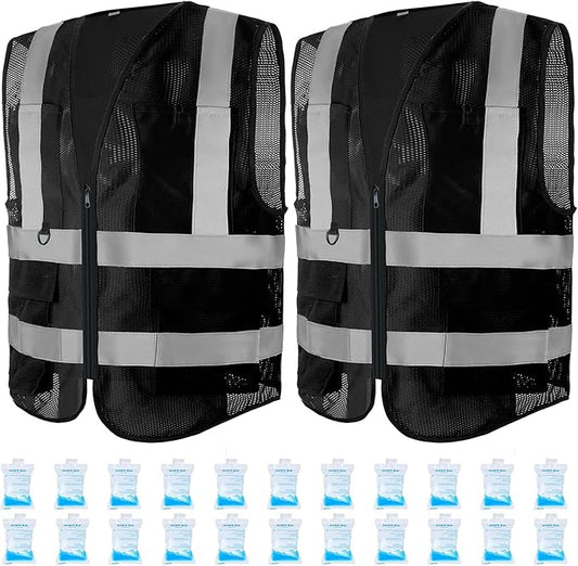Jexine 2 Pcs Cooling Vest for Men Women, 24 Pcs Ice Packs, Adjustable Ice Vest Cool Jacket for Hot Weather Summer Work Run...
