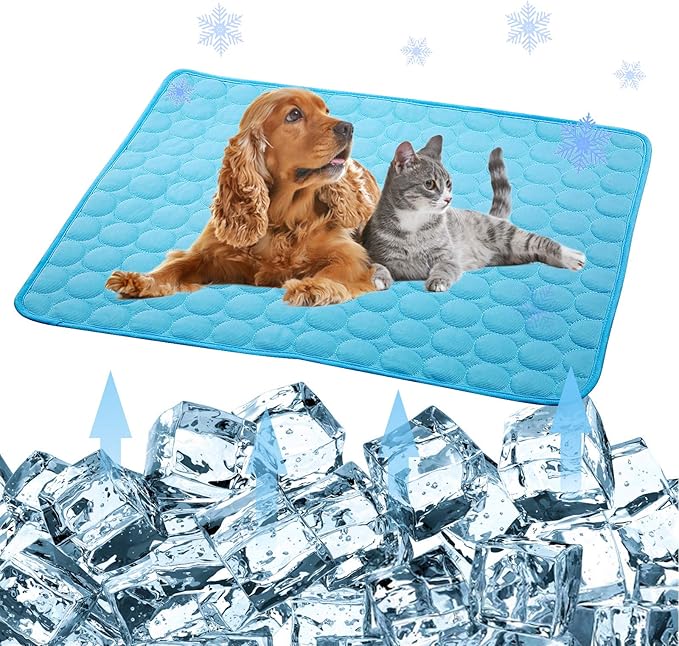 SISROL Self-Cooling Mat for Dogs Cats-Ice Silk Pet Cooling Pad, Portable & Washable Dog Cooling Blanket for Kennel/Sofa/Be...