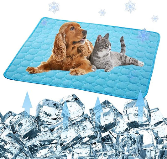 SISROL Self-Cooling Mat for Dogs Cats-Ice Silk Pet Cooling Pad, Portable & Washable Dog Cooling Blanket for Kennel/Sofa/Be...