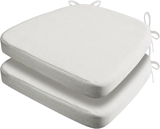 AAAAAcessories D-Shaped Chair Cushions, 2" Thick Dining Chair Pads with Ties and Removable, Machine-Washable Cover, 17" x ...
