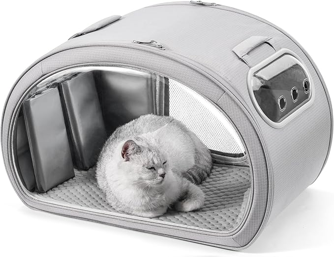 Pecute Cat Cooling House, with Cooling Mat for Small Dogs, Indoor Cat Bed with Insulation and 6 Built-in ice Packs, Foldab...
