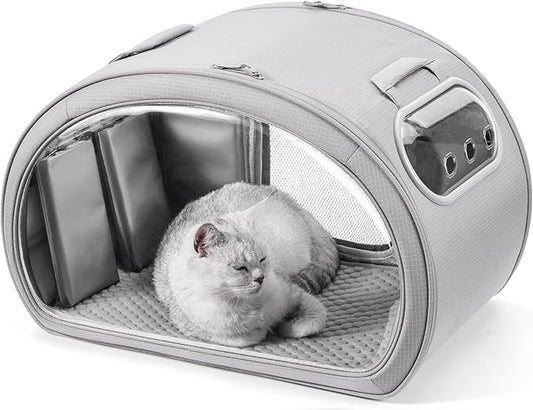 Pecute Cat Cooling House, with Cooling Mat for Small Dogs, Indoor Cat Bed with Insulation and 6 Built-in ice Packs, Foldab...