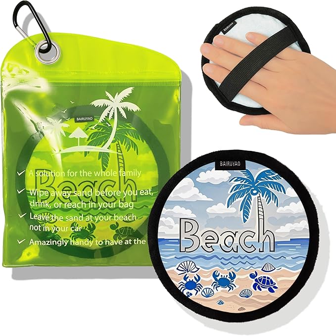 BAIRUYAO Beach Sand Remover Bag,Sand Remover Eraser with Elastic Band，Beach Vacation Essentials,Must Haves, Reusable Eco G...