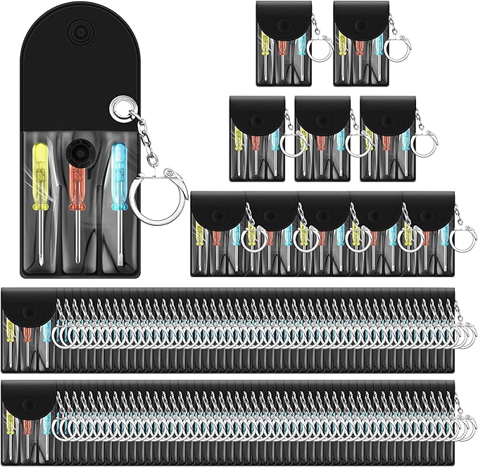 Jutom 110 Set Mini Screwdriver Keychain Set Bulk Includes 3 Mini Screwdrivers in a Portable Pouch with Snap with Hook Bulk...