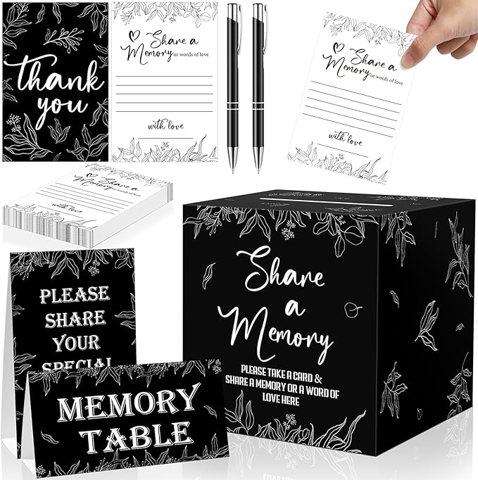 gisgfim 56 Pcs Share a Memory Box for Celebration of Life Funeral Memory Card Box Decorations Memory Cards Sign for Card B...