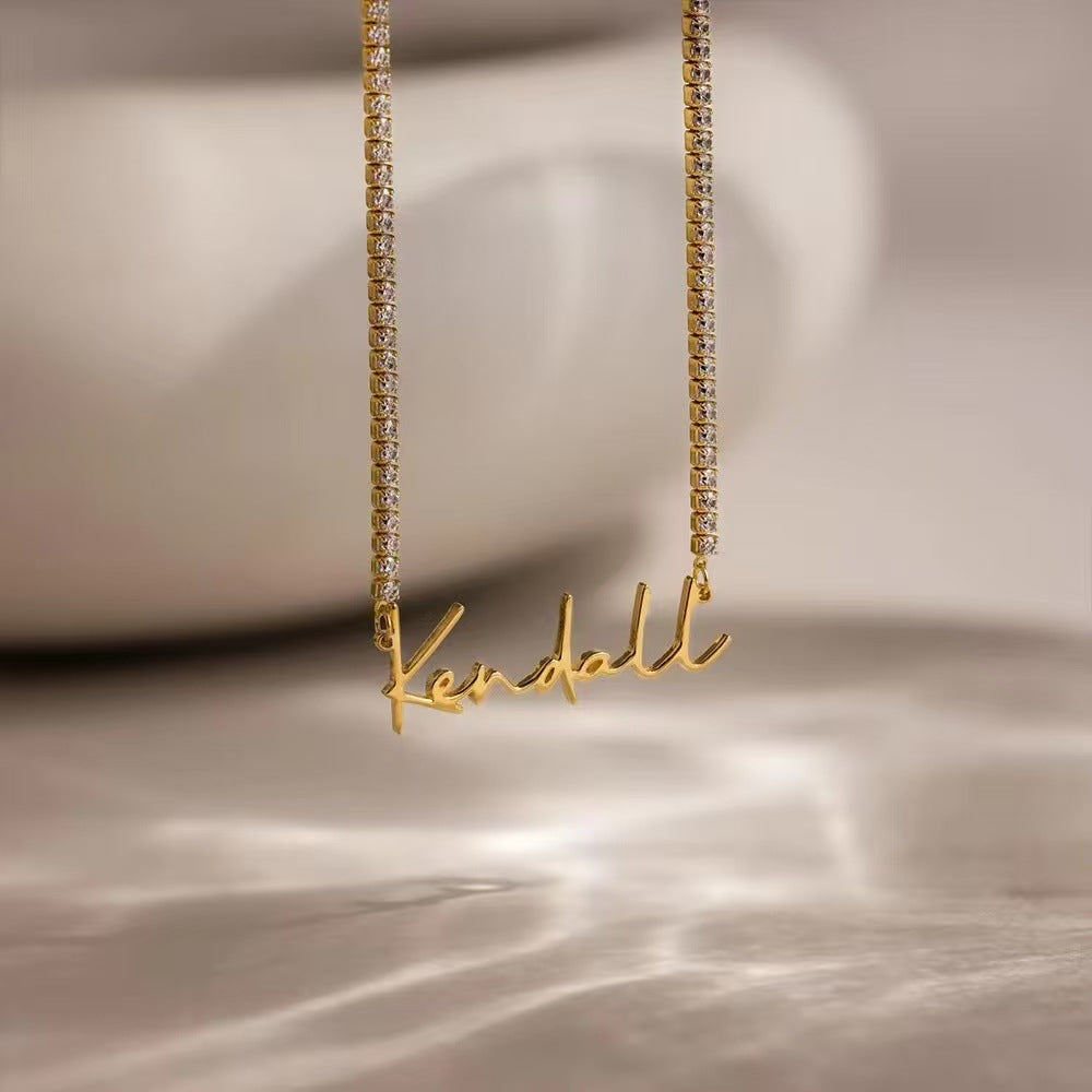 Custom Name Necklace For Women Zircon Personalized Iced Out Chain Choker Stainless Steel Jewelry Mother Kids Gift