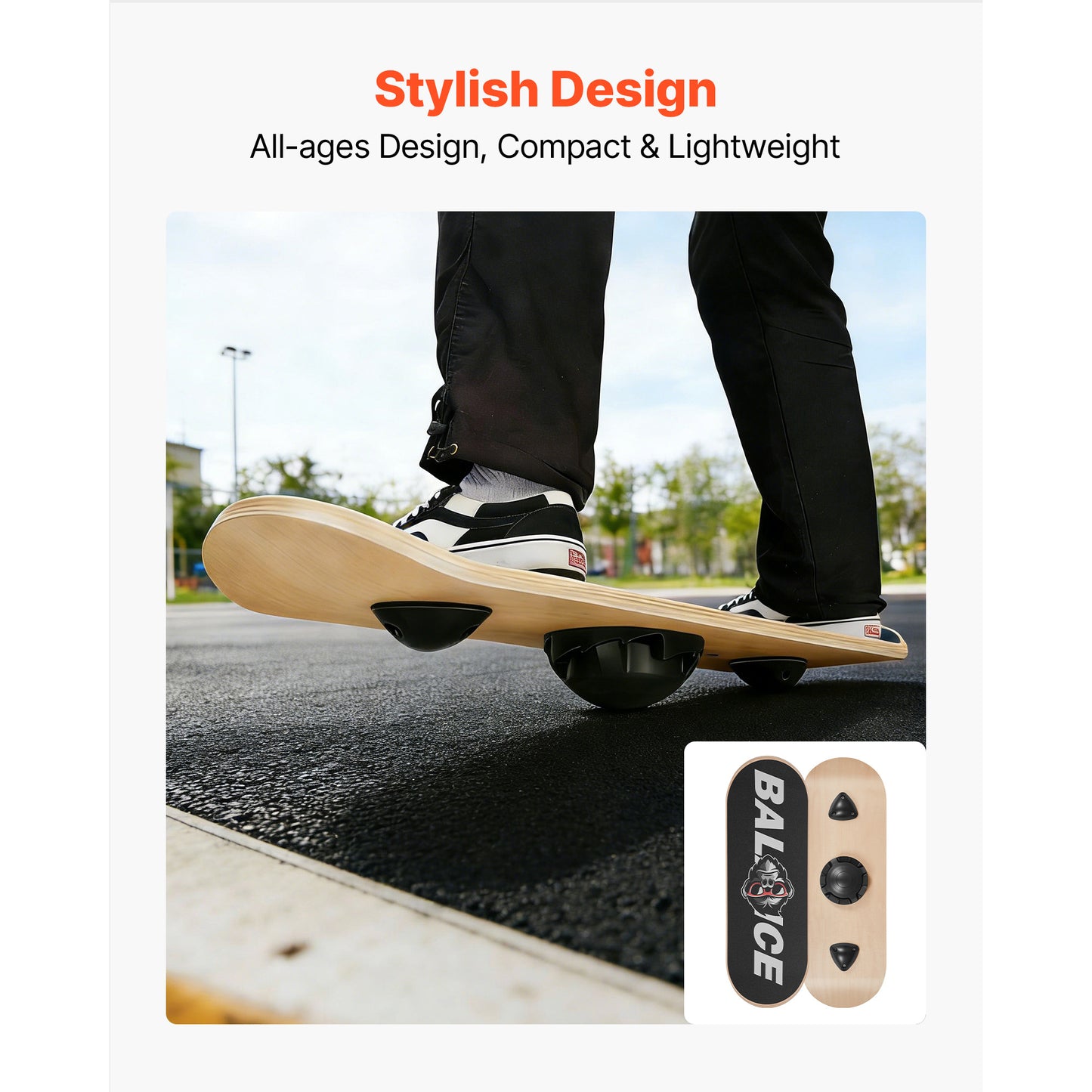Balance Board, Wobble Board Trainer For Adults 3-Level Adjustable Base, Premium Wooden Balance Training Equipment, Slip-Resistant Surface For Core Workout, Standing Desk Exercise, Home Gym, Yoga