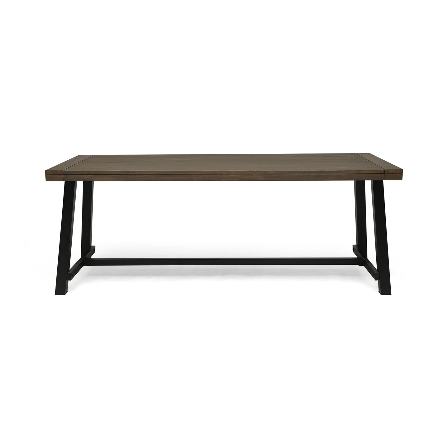 Outdoor Acacia Wood Dining Table,Grey Rustic Metal