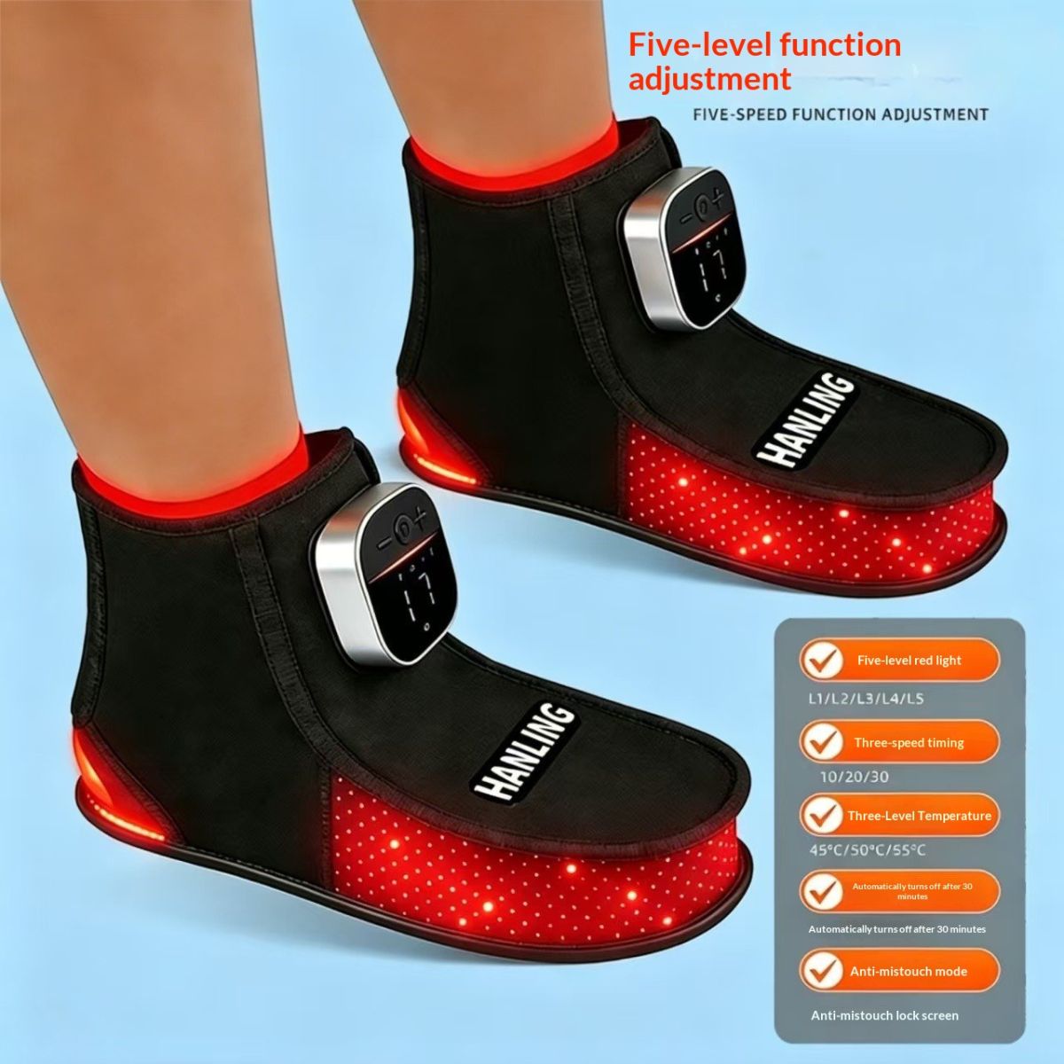 LED Red-light Therapy Shoes With Near-infrared Phototherapy For Ankle Care And Warm Compress
