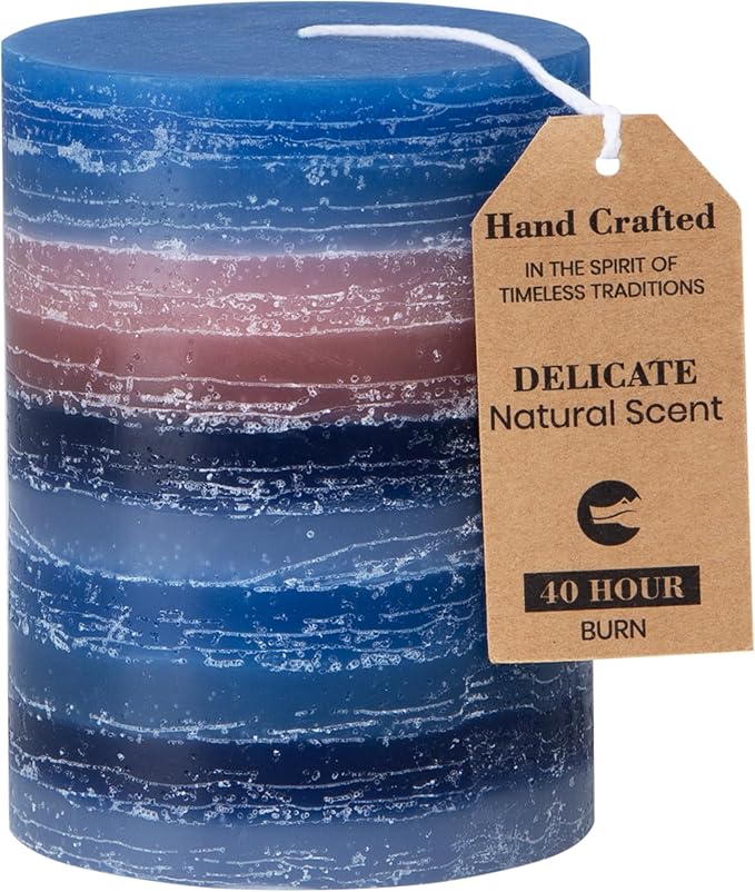 CraftyCrocodile Decorative Scented Pillar Candle - Handcrafted Navy Blue Candles with Cotton Wick, Smokeless for Spa, Arom...