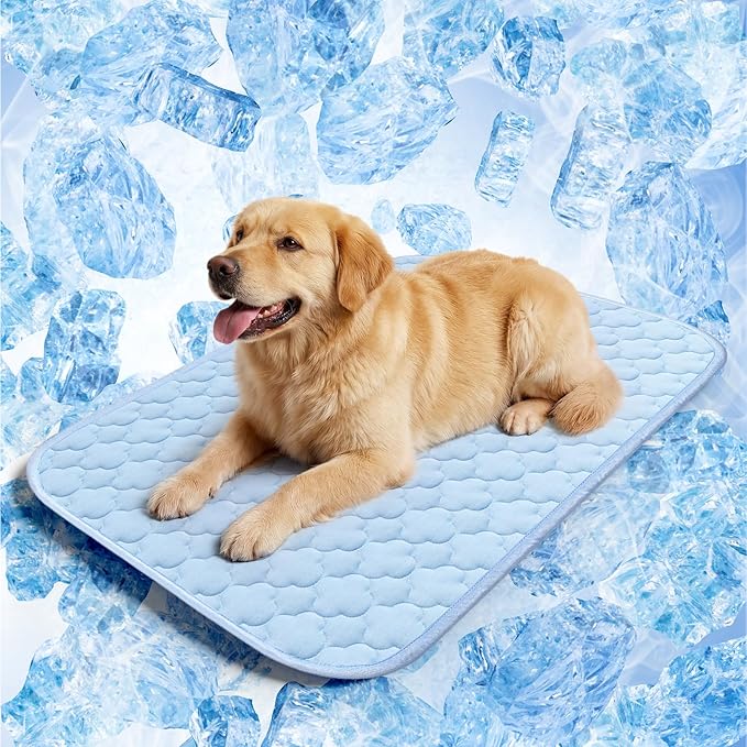 QOKO Dog Cooling Mat for Large Dogs, Long-Lasting Cool Pad for Dogs Outdoor & Indoor Use with Ice Silk Fabric & Waterproof...
