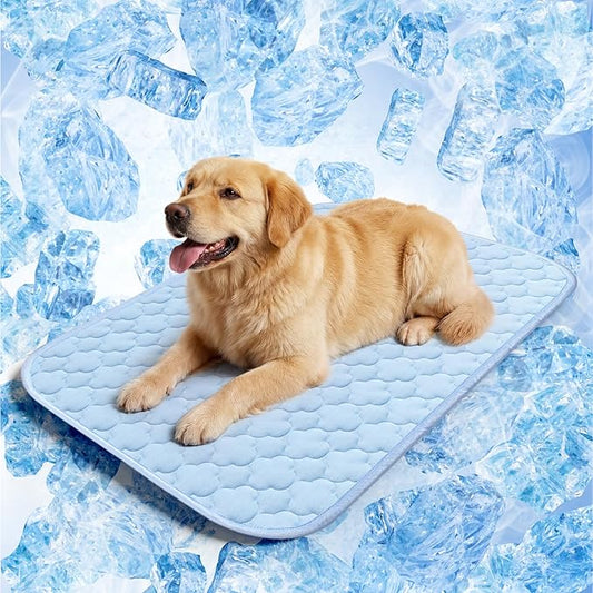 QOKO Dog Cooling Mat for Large Dogs, Long-Lasting Cool Pad for Dogs Outdoor & Indoor Use with Ice Silk Fabric & Waterproof...