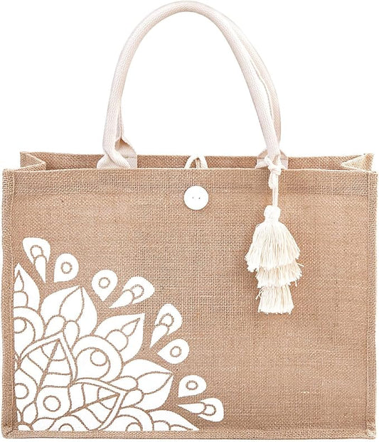 itgowisa Beach Bag for Women, Straw Beach Tote Bag with Pocket Tassel Handle Waterproof Lining, for Summer Vacation Pool Gift