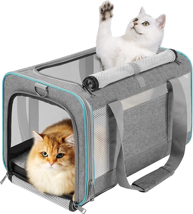 GAPZER Pet Carrier for Large Cats 20 lbs+ / Soft Sided Small Dog Travel Carriers Top Load/Collapsible Carrier Bag for Big ...
