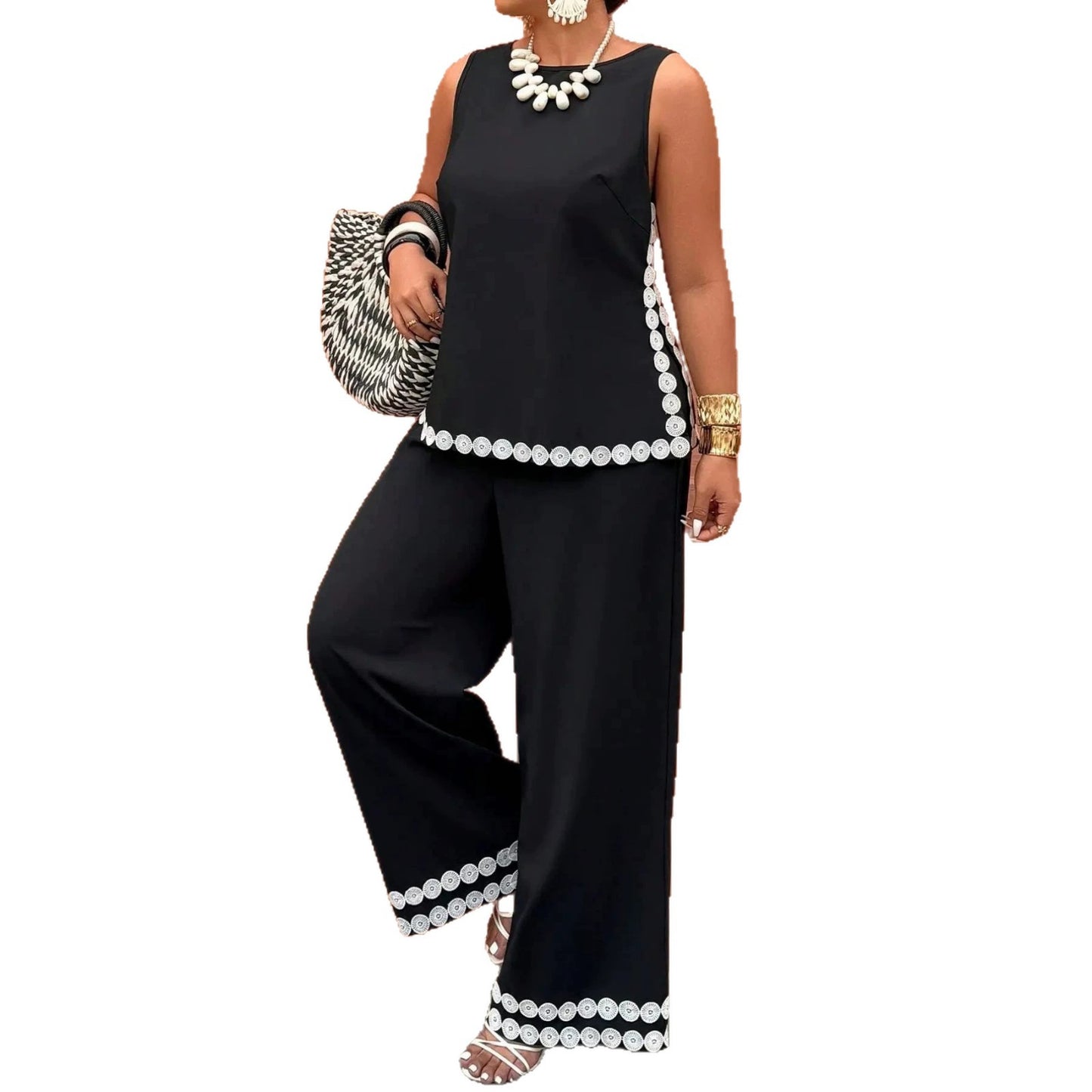 Womens Fashion Casual Wide-leg Pants Set