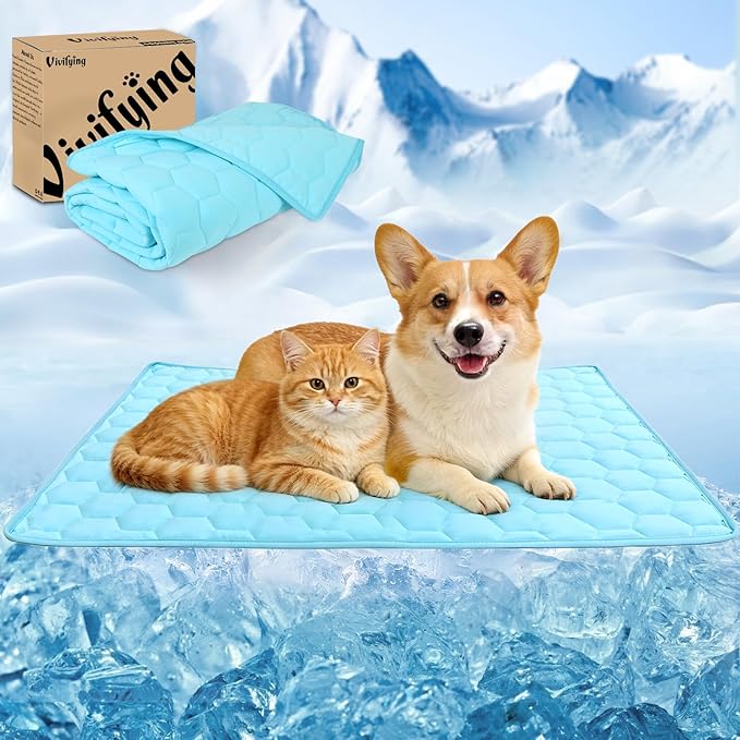 Vivifying Cooling Blanket for Dogs, Waterproof Reversible Dog Cooling Mat, Soft Pet Throw Cooling Mat for Couch, Bed, Crat...