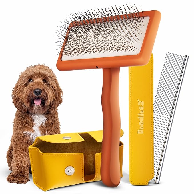 Slicker Brush for Dogs - Goldendoodle Brush with Poodle Comb and Cases Included - Goldendoodle Must Haves Grooming Tools -...