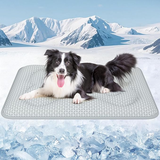 Rywell Dog Cooling Mat, 44”x32” Super Thick & Reversible Cooling Mat for Dogs, Arc-Chill 3.0 & PCM for Long-Lasting Cool a...