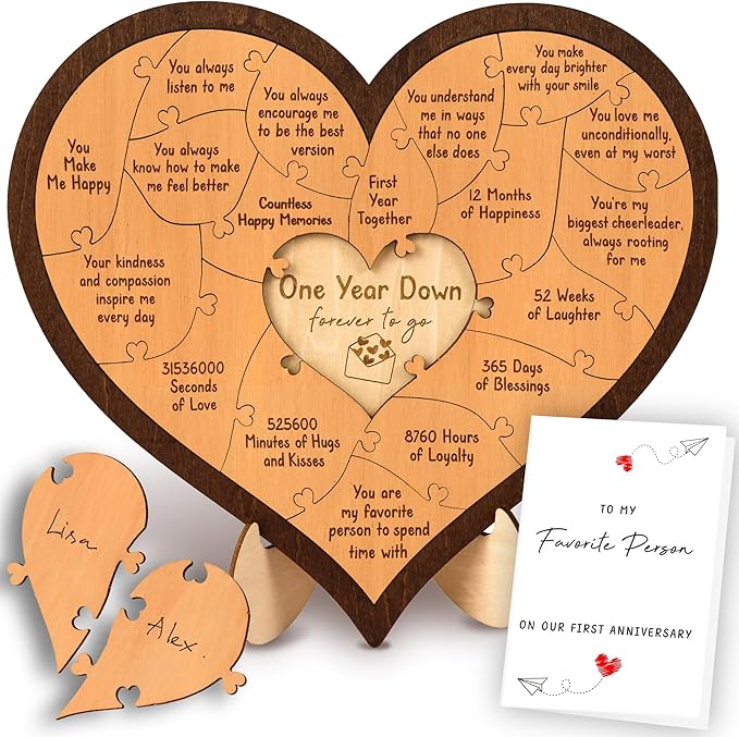 Stofinity 1 Year Anniversary Wood Gifts for Him Boyfriend - One Year Anniversary Wooden Gifts for Men, First Anniversary W...