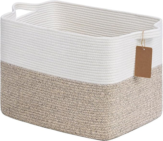 Goodpick Woven Storage Baskets for Organizing, Blanket Basket Living Room, Rope Baskets for Storage, Rectangle Toy Basket ...