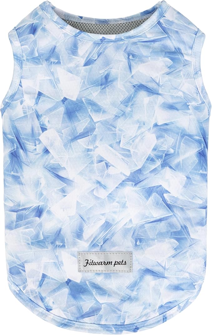 Fitwarm Ice Print Dog Cooling Vest, Summer Clothes for Small Dogs, Pet Outfit, Blue, White, Large