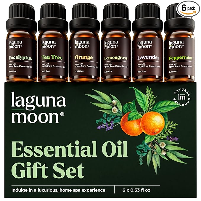 Lagunamoon Essential Oils Aromatherapy Set - 6 Oils for Diffusers, Home Care, Candle Making Scents, Fragrance, Humidifier...