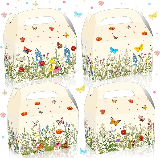 JeVenis Wildflower Party Treat Boxes Flower Party Favor Gift Box forFloral Printed Candy Treat Box Wedding Party Bridal Sh...