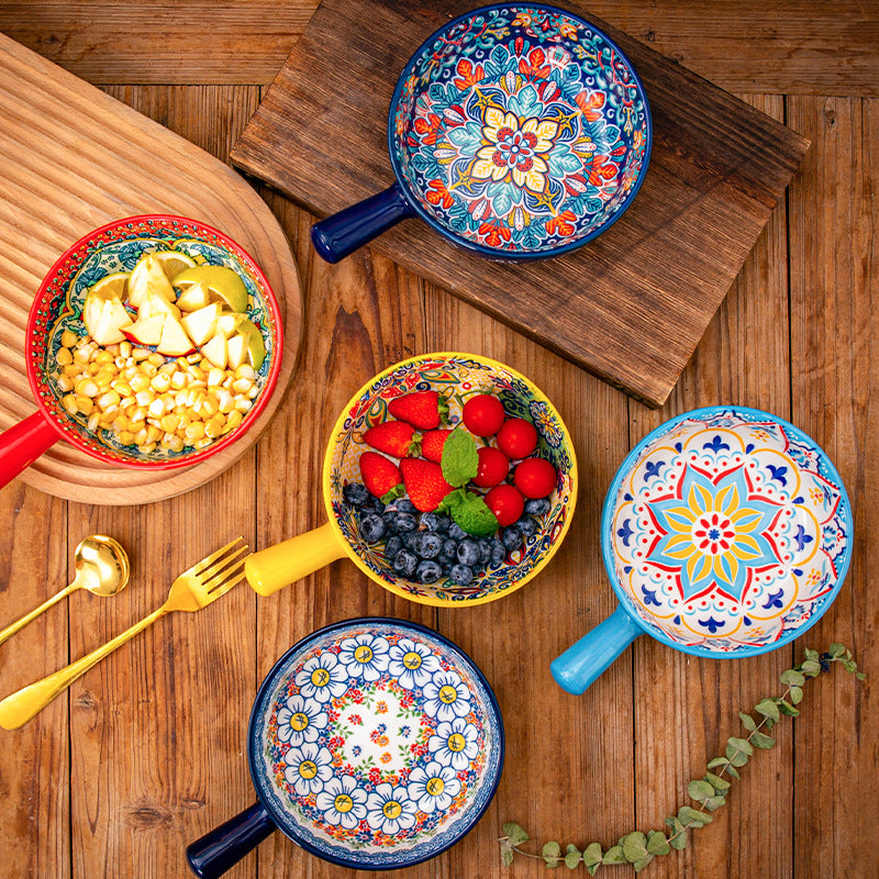 Bohemian Ceramic-handled Bowl Creative Design For Home Use