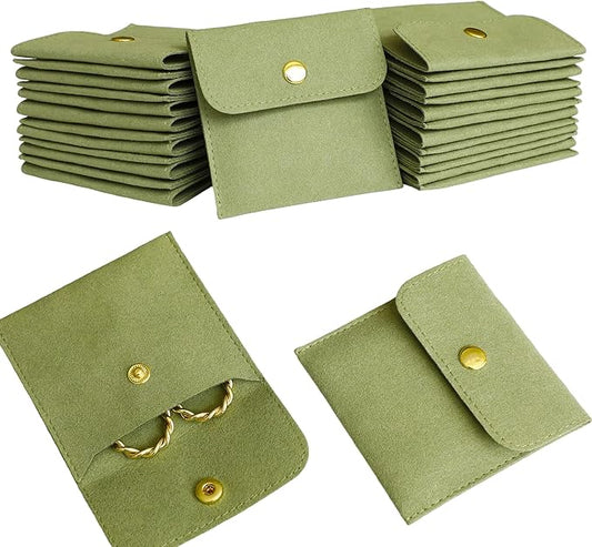 40pcs Green Microfiber Jewelry Pouch Button Bag 8 x 8cm, Jewelry Packaging Bag Luxury Small Favor Bags Jewelry Gift Bags f...