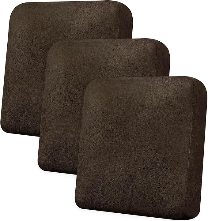 Imnopqr Couch Cushion Covers Leather-Look 3PC Stretch Sofa Seat Slipcover Sets for Living Room Individual Sofa Cushion Cov...