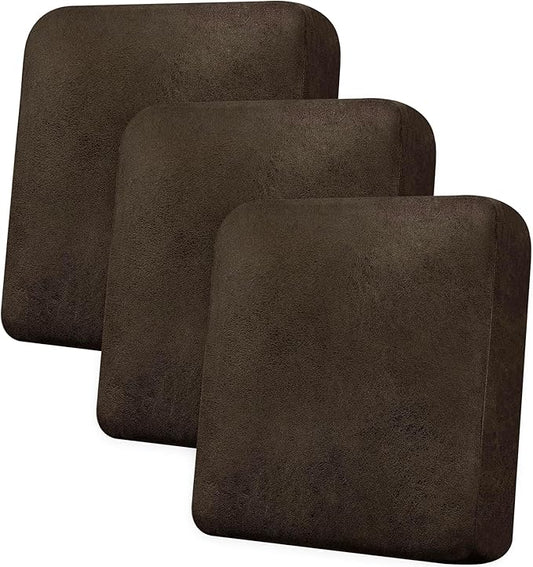 Imnopqr Couch Cushion Covers Leather-Look 3PC Stretch Sofa Seat Slipcover Sets for Living Room Individual Sofa Cushion Cov...