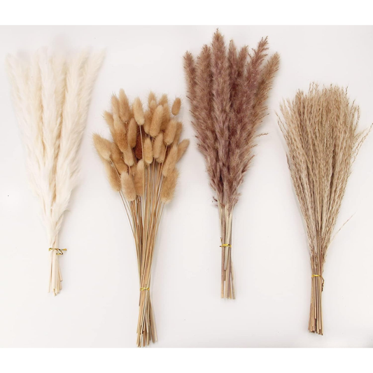 Grass Decor 100 Stems Pampas Grass Contains Bunny Tails Dried Flowers Reed Grass Bouquet For Wedding Boho Flowers Home Table Decor