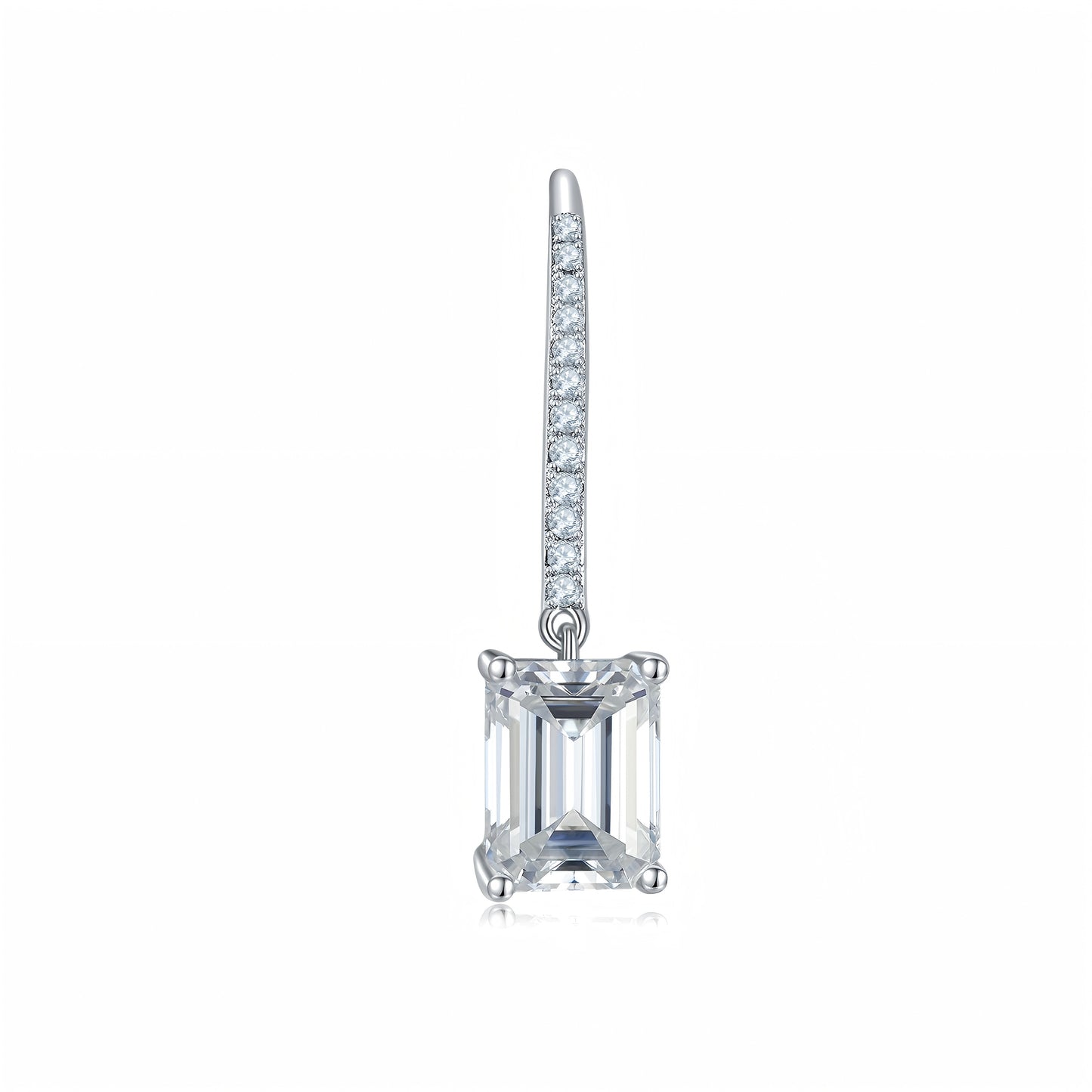 S925 Sterling Silver 6x8mm Emerald Cut Moissanite Dangle Earrings  Platinum Plated Hook Drop Earrings With GRA Certificate Elegant Jewelry Gift Box Set For Women