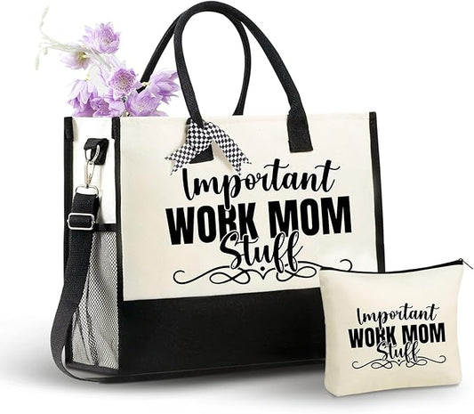 InnoBeta Mom Gifts Canvas Tote Bag from Daughter Son with Top Zipper Closure Shoulder Strap for Mother's Day