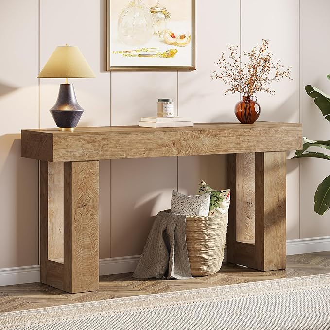 Tribesigns 63-Inch Long Console Table, Wooden Rectangular Sofa Table Behind The Couch, Farmhouse Entryway Table for Entran...