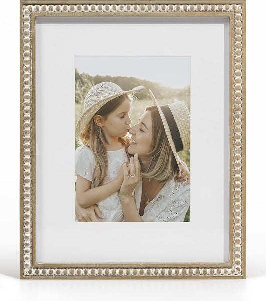 SUMGAR 8x10 Picture Frame Boho 5x7 Photo Frame with Mat Farmhouse White Wood Shabby Chic Wall Mounted Display for Birthday...