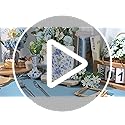 JarThenaAMCS Chinoiserie Floral Ceramic Utensil Holder Blue Flower Butterfly Utensil Crock for Home Kitchen Countertop Sto...