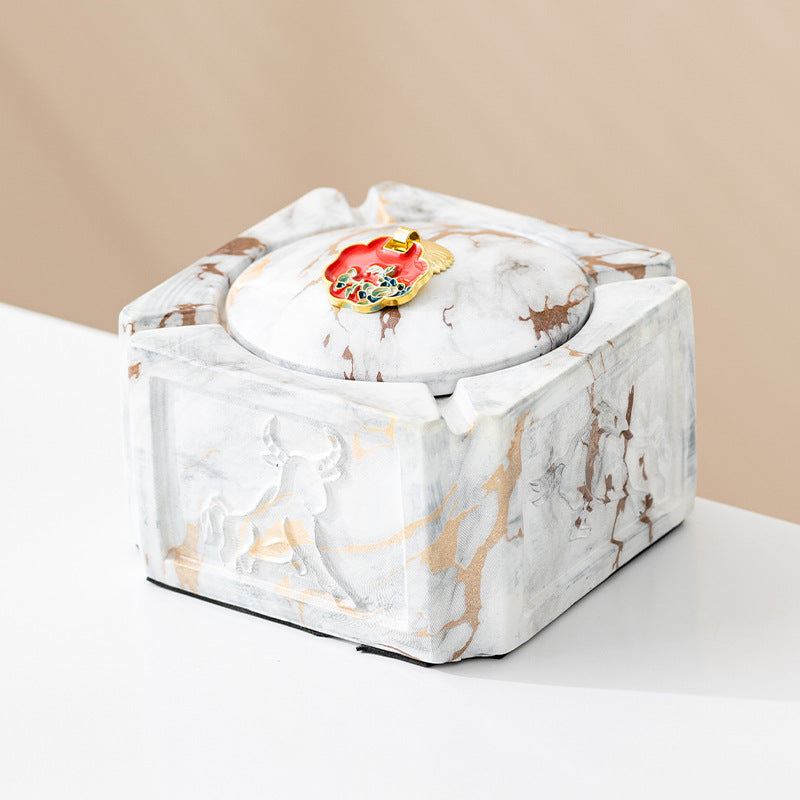 Ceramic Ashtray With Lid Home And Office Decoration