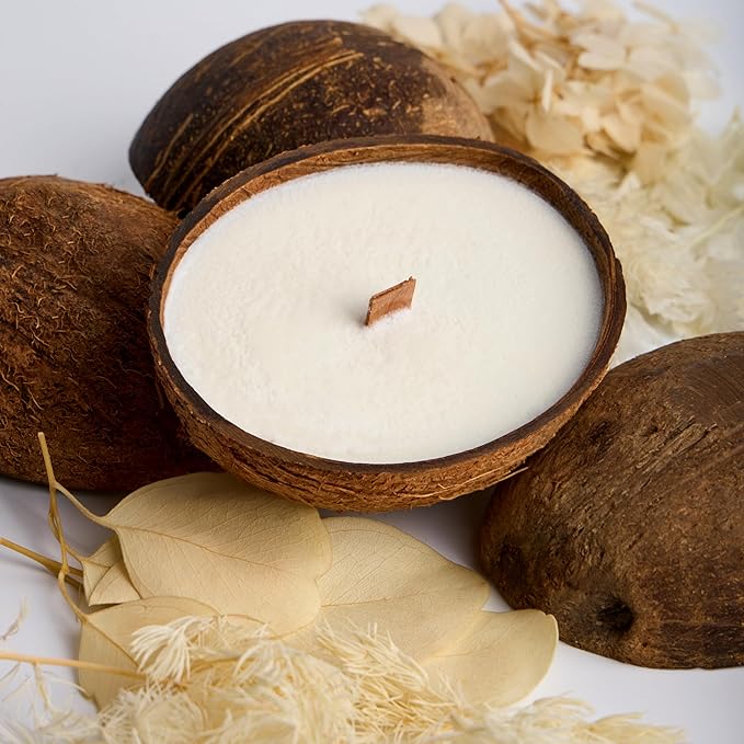 Badalyan Art Studio – Scented Candles Clearance | Coconut Shell Soy Wax Candle with Wooden Wick | Candles for Home Décor |...