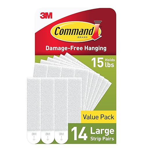 Command 15 lb Large Picture Hanging Strips 14 Pairs (28 Strips), Damage-Free Hanging Picture Hangers, No Tools Wall Hanger...
