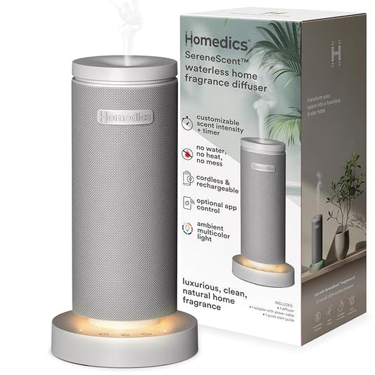 Homedics SereneScent Mini Fabric Rechargeable Waterless Diffuser, Cordless Aromatherapy Device, Use with SereneScent Oil 1...