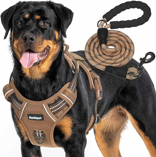Beebiepet Heavy Duty Tactical Dog Harness for Large Dogs, No Pull Adjustable Pet Harness Reflective Service Training Easy ...