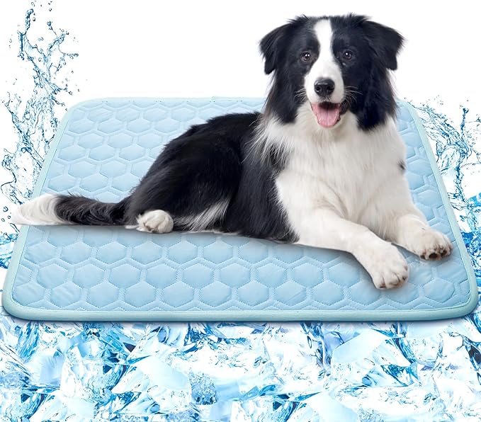 SISROL Dog Cooling Mat, Q-MAX>0.5 Chill Cool Fiber, Thicken Non-Slip Washable Pet Cooling Pad, Non-Toxic Portable Indoor &...