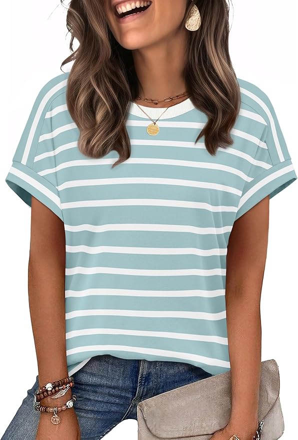 WIHOLL Womens Tops Short Sleeve Shirts Summer Outfits 2026 Spring Dressy Casual Clothes Clothing