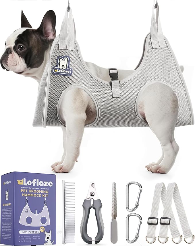 Loflaze Dog Grooming Hammock Harness for Dogs & Cats with Pet Nail Clipper Trimmer - Cat Hanger Sling for Trimming Clippin...