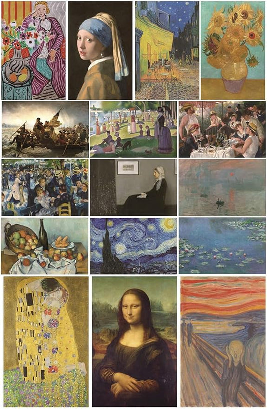 MINI ZOZI Famous Art Prints And Posters 16PCS Paintings Fine Art Impressionist Renaissance Aesthetic Romanticism Big Poste...