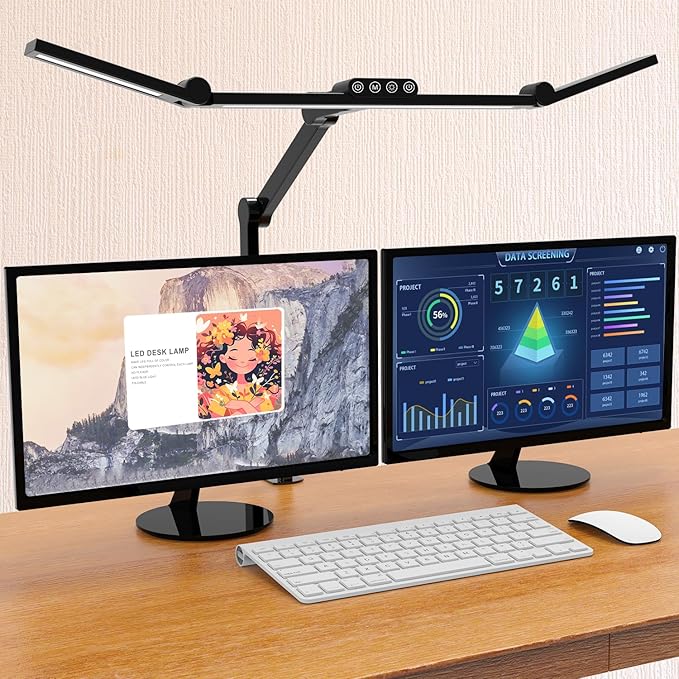 Micomlan Led Desk Lamp with Clamp, Architect Desk Lamp for Home Office with Atmosphere Lighting, 24W Ultra Bright Auto Dim...